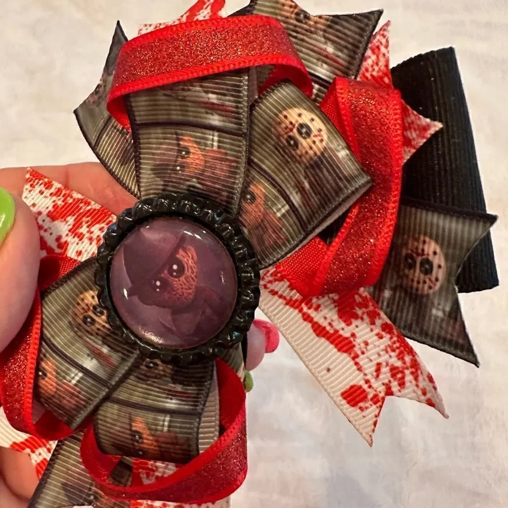 Hair Barrette Hand Crafted Horror Bloody Freddy Jason Barettes